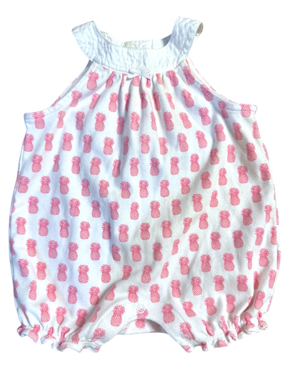 Pineapple Baby Girls Pink & White Pineapple Bubble Romper One-Piece Sleeveless